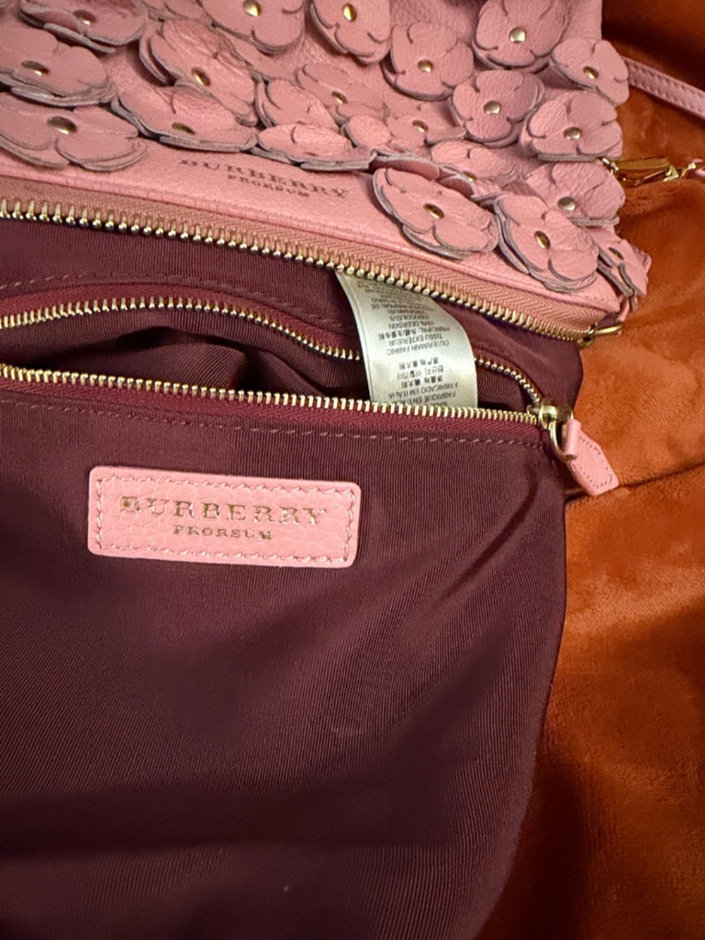 Burberry Prosum Pink Leather Flower Petal Clutch Crossbody bag - Picture 9 of 9